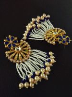 La Trendz Blue Rajwadi Beaded Drops Earrings For Women - Image 2