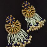 La Trendz Blue Rajwadi Beaded Drops Earrings For Women