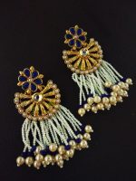 La Trendz Blue Rajwadi Beaded Drops Earrings For Women