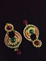 La Trendz Glamorous Gold Plated Pota Ruby Drop Earring for Women - Image 2