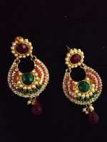 La Trendz Glamorous Gold Plated Pota Ruby Drop Earring for Women