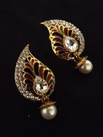 La Trendz Keri Shaped Meena Design AD Dangle Earring for Women