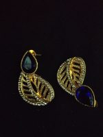 La Trendz Stud Blue Pan Stone Gold Plated Earring For Women - Image 2