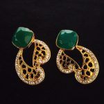 La Trendz Green Square Stone Gold Plated Earring For Women