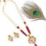 La Trendz Designer Meenakari Rajwadi Matte Gold Plating Necklace Set With Earring For Women