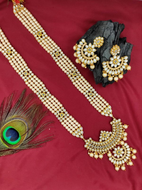 La Trendz Traditional Kundan Long Party Wear Necklace Set For Women