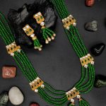 La Trendz Multistrand Beaded Bridal Necklace Earring  Set For Women