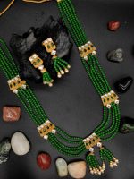 La Trendz Multistrand Beaded Bridal Necklace Earring  Set For Women