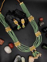 La Trendz Multistrand Beaded Bridal Necklace Earring  Set For Women - Image 5