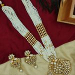 La Trendz Pearl Beaded Pan Shape Pendent Set For Women