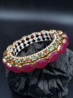 La Trendz Openable Oval Meenakari Mooti Traditional Bangles For Women