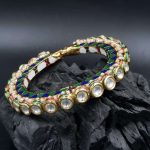 La Trendz Openable Blue Green Enamel Gold Polish Bangles For Women