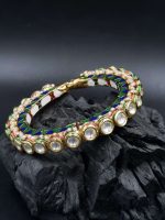 La Trendz Openable Blue Green Enamel Gold Polish Bangles For Women