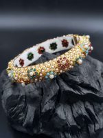 La Trendz Openable Pearl Studed Ethnic Gold Polish Bangles For Women