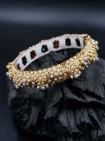 La Trendz Openable Pearl Studed Ethnic Gold Polish Bangles For Women - Image 2
