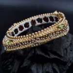 La Trendz Openable Square Shape Enamel Gold Polish Bangles For Women