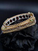 La Trendz Openable Square Shape Enamel Gold Polish Bangles For Women