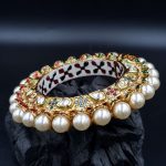 La Trendz Openable Pearl Flower Ethnic Gold Polish Bangles For Women
