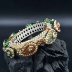 La Trendz Openable Keri Shape Kundan Enamel Gold Polish Bangles For Women