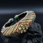 La Trendz Openable Flower Shape Kundan Enamel Gold Polish Bangles For Women