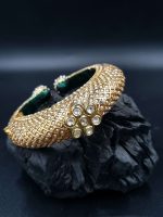 La Trendz Openable Flower Shape Kundan Enamel Gold Polish Bangles For Women - Image 2