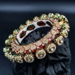 La Trendz Openable Rajasthani Gokru Kundan Enamel Gold Polish Bangles For Women