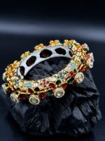 La Trendz Openable Flower Shape Pearl Kundan Gold Polish Bangles For Women
