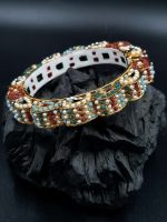 La Trendz Openable Multicolour Pearl Kundan Gold Polish Bangles For Women