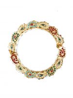 La Trendz Openable Multicolour Pearl Kundan Gold Polish Bangles For Women - Image 3