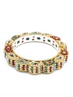 La Trendz Openable Multicolour Pearl Kundan Gold Polish Bangles For Women - Image 2