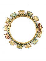 La Trendz Openable Square Designer Pearl Kundan Gold Polish Bangles For Women - Image 2