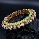La Trendz Openable Meenakari Mint Enamel Gold Polish Bangles For Women
