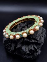 La Trendz Openable Mint Enamel Handmade Gold Polish Bangles For Women