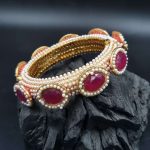 La Trendz Openable Big Oval Pota Handmade Gold Polish Bangles For Women