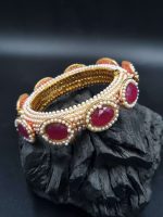 La Trendz Openable Big Oval Pota Handmade Gold Polish Bangles For Women