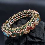 La Trendz Openable Zig Zag Pearl Pota Handmade Gold Polish Bangles For Women