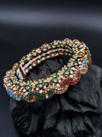 La Trendz Openable Zig Zag Pearl Pota Handmade Gold Polish Bangles For Women