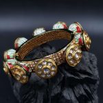 La Trendz Openable Handmade Damru Enamel Kundan Gold Polish Bangles For Women