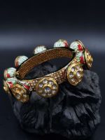 La Trendz Openable Handmade Damru Enamel Kundan Gold Polish Bangles For Women