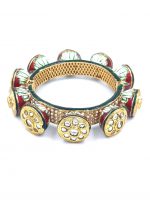 La Trendz Openable Handmade Damru Enamel Kundan Gold Polish Bangles For Women - Image 2