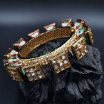 La Trendz Openable Square Kundan With Polki Gold Polish Bangles For Women