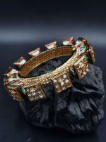 La Trendz Openable Square Kundan With Polki Gold Polish Bangles For Women