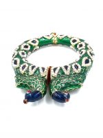 La Trendz Openable Peacock Handmade Green Enamel Gold Polish Bangles For Women - Image 3