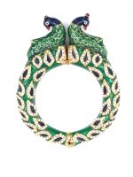 La Trendz Openable Peacock Handmade Green Enamel Gold Polish Bangles For Women - Image 2
