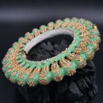 La Trendz Gold Tone Tribal Silver Bangle With Pearl For Women