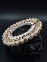 La Trendz Gold Tone Tribal Silver Bangle With Pearl For Women - Image 3