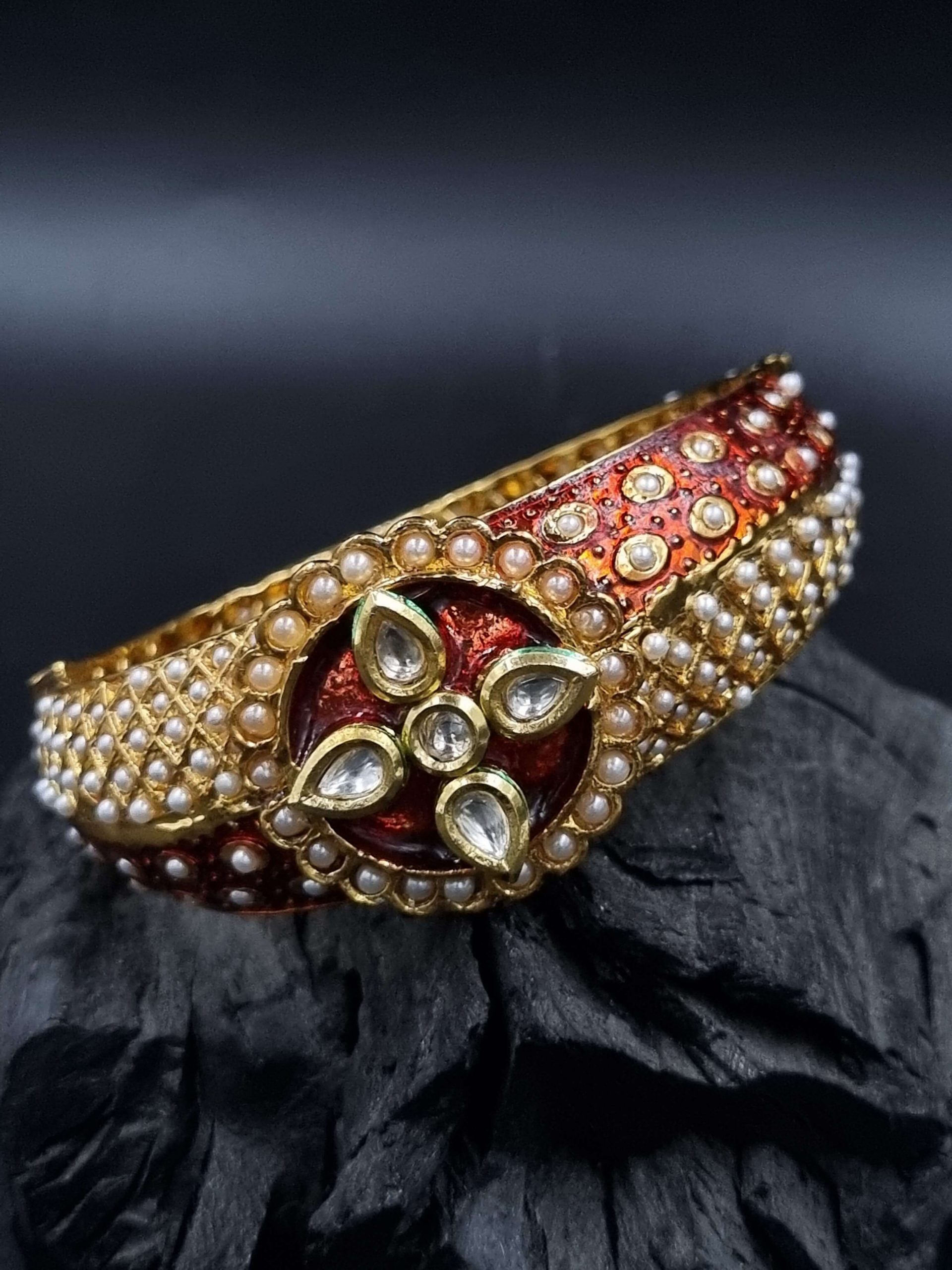 BG_LD489_R_595 La Trendz Multicolor Antique Gold Plated Handcrafted Kada For Women - Image 1