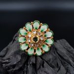 La Trendz High Gold Polish Fancy Design Kundan Ring For Women