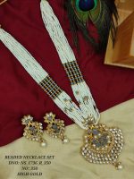 La Trendz Pearl Beaded Pan Shape Pendent Set For Women - Image 3