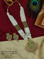 La Trendz Pearl Beaded Pan Shape Pendent Set For Women - Image 5